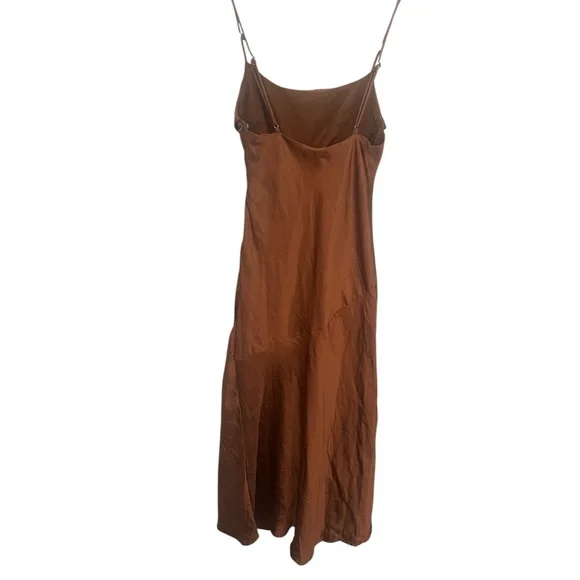 Selfie Leslie Well Versed Pleated Bust Split Midi Dress Chocolate Brown Small - Picture 6 of 10